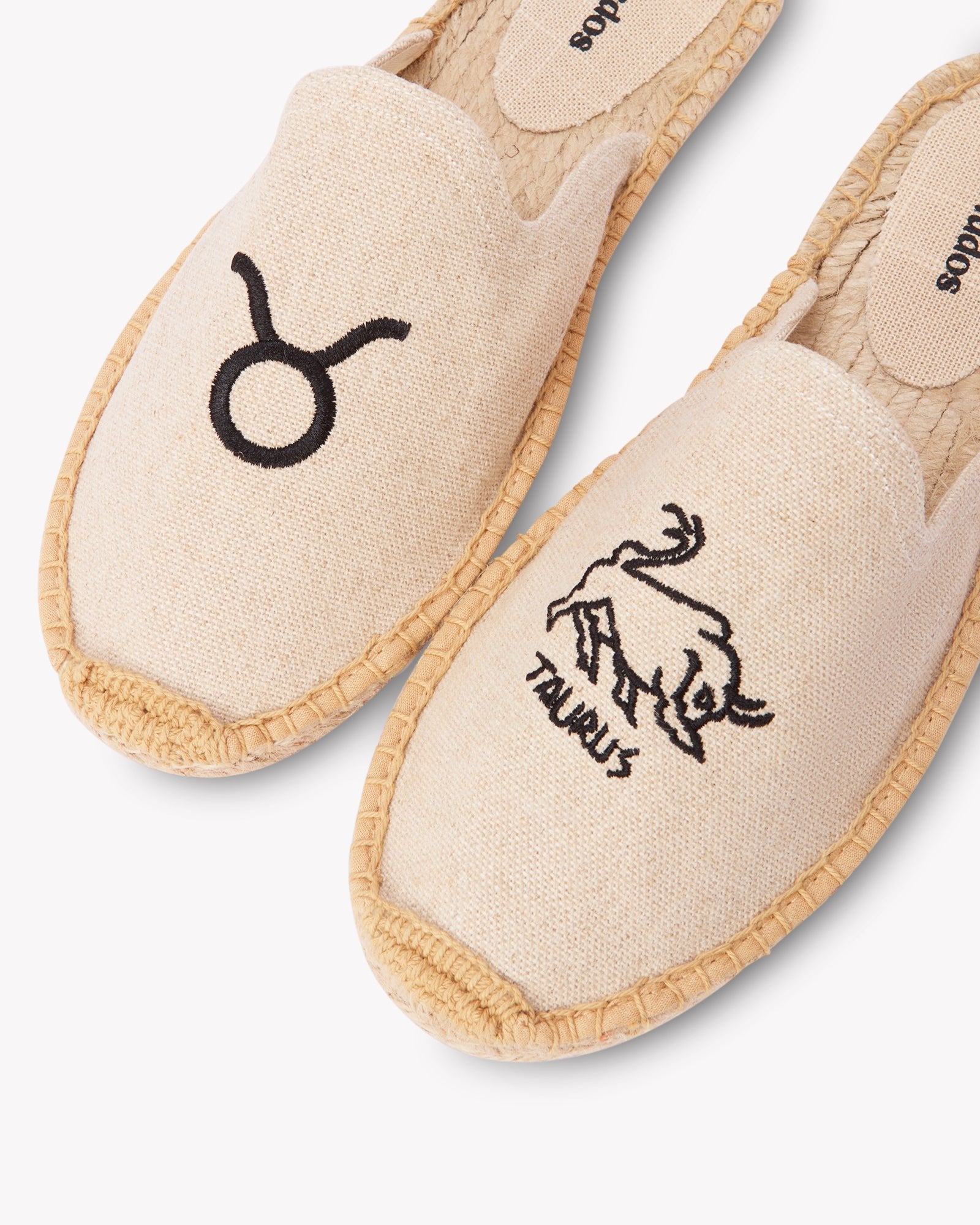 Women's Smoking Mule Espadrille | Embroidery | Taurus - Natural Undyed - Womens Espadrilles - Taurus - Natural Undyed - ET2C - 