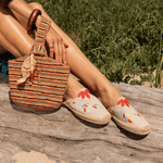 Women's Smoking Mule Espadrille | Embroidery | Tropical Florals - Natural Undyed - Women's Espadrilles - Tropical Florals - Natural Undyed - Soludos -