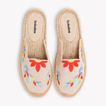 Women's Smoking Mule Espadrille | Embroidery | Tropical Florals - Natural Undyed - Women's Espadrilles - Tropical Florals - Natural Undyed - Soludos -