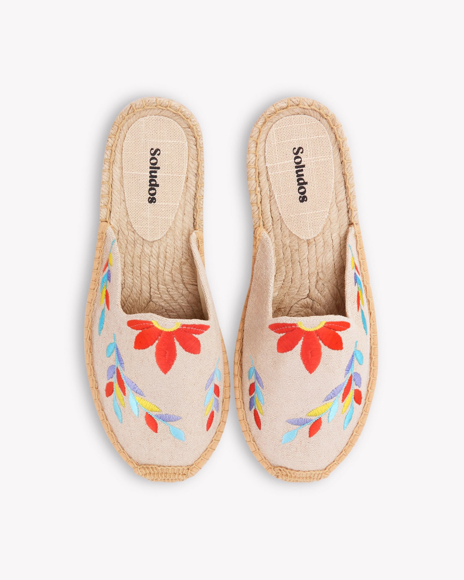 Women's Smoking Mule Espadrille | Embroidery | Tropical Florals - Natural Undyed - Women's Espadrilles - Tropical Florals - Natural Undyed - Soludos -