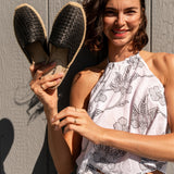 Women's Smoking Mule Espadrille | Woven Leather | Noche Black