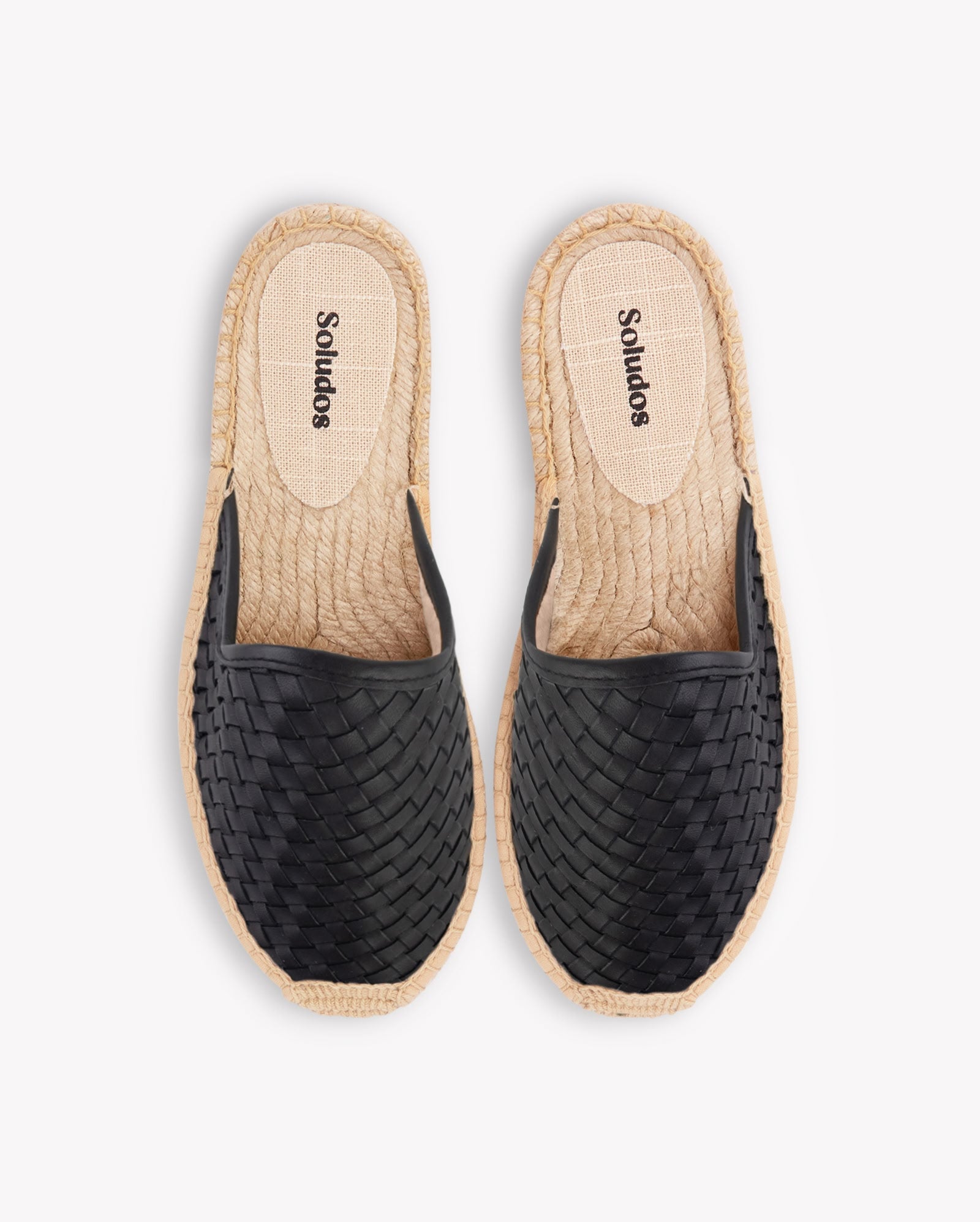Women's Smoking Mule Espadrille | Woven Leather | Noche Black - Women's Espadrilles - Noche Black - Soludos -