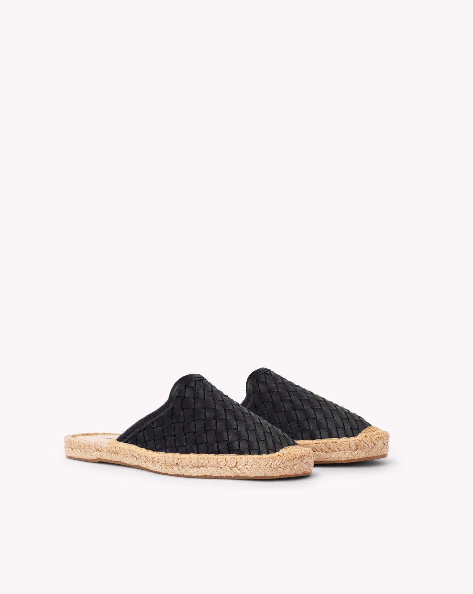 Women's Smoking Mule Espadrille | Woven Leather | Noche Black - Women's Espadrilles - Noche Black - Soludos -