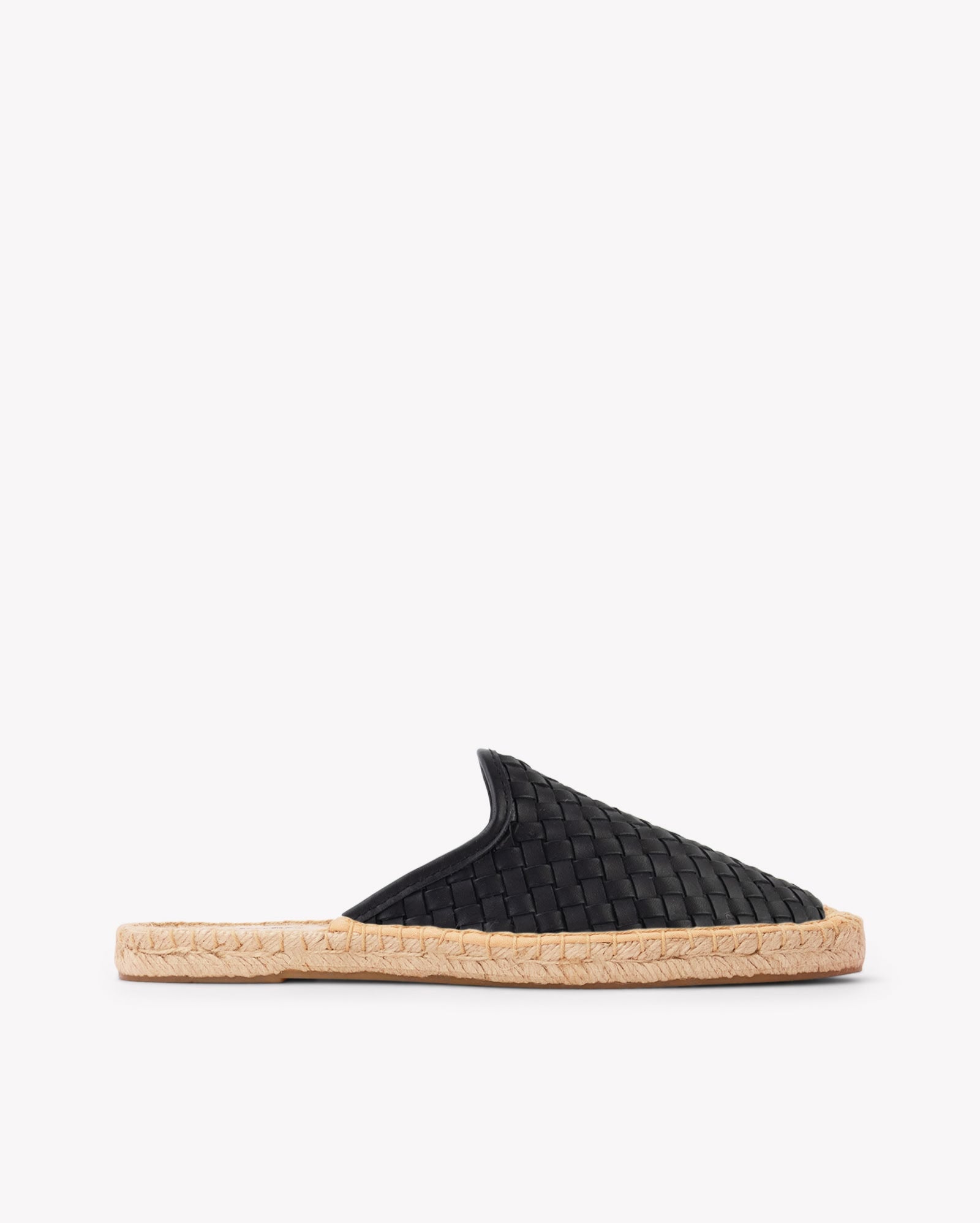 Women's Smoking Mule Espadrille | Woven Leather | Noche Black - Women's Espadrilles - Noche Black - Soludos -
