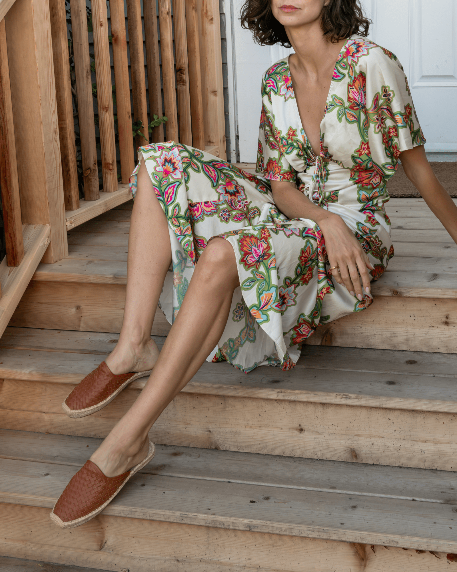 Women's Smoking Mule Espadrille | Woven Leather | Tan Brown
