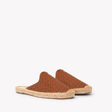 Women's Smoking Mule Espadrille | Woven Leather | Tan Brown