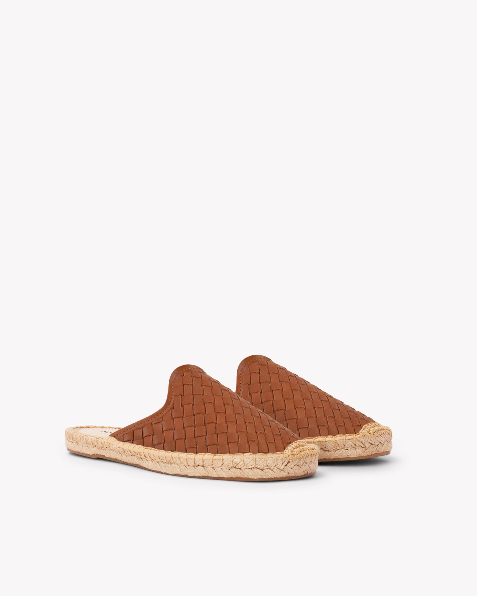Women's Smoking Mule Espadrille | Woven Leather | Tan Brown