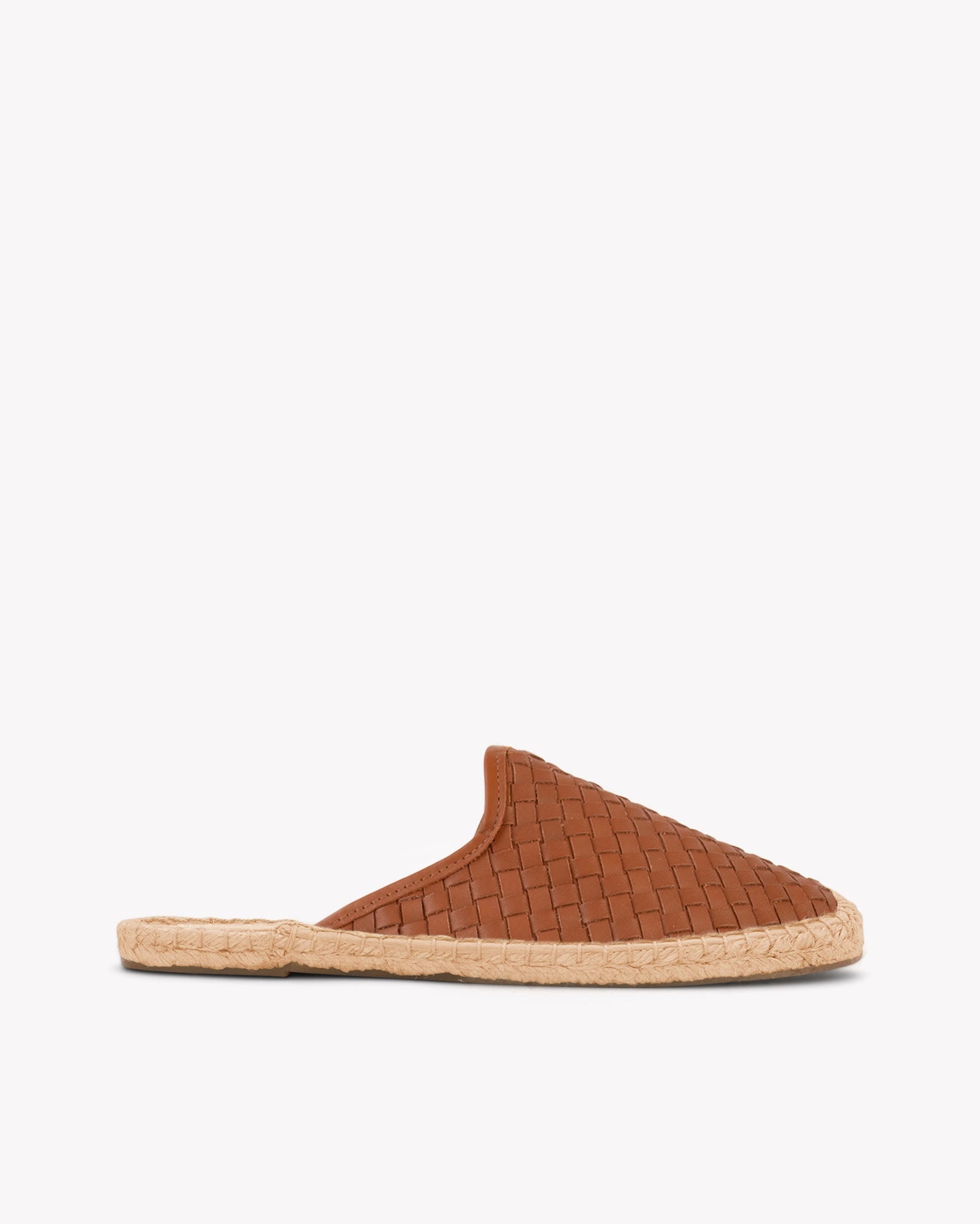 Women's Smoking Mule Espadrille | Woven Leather | Tan Brown