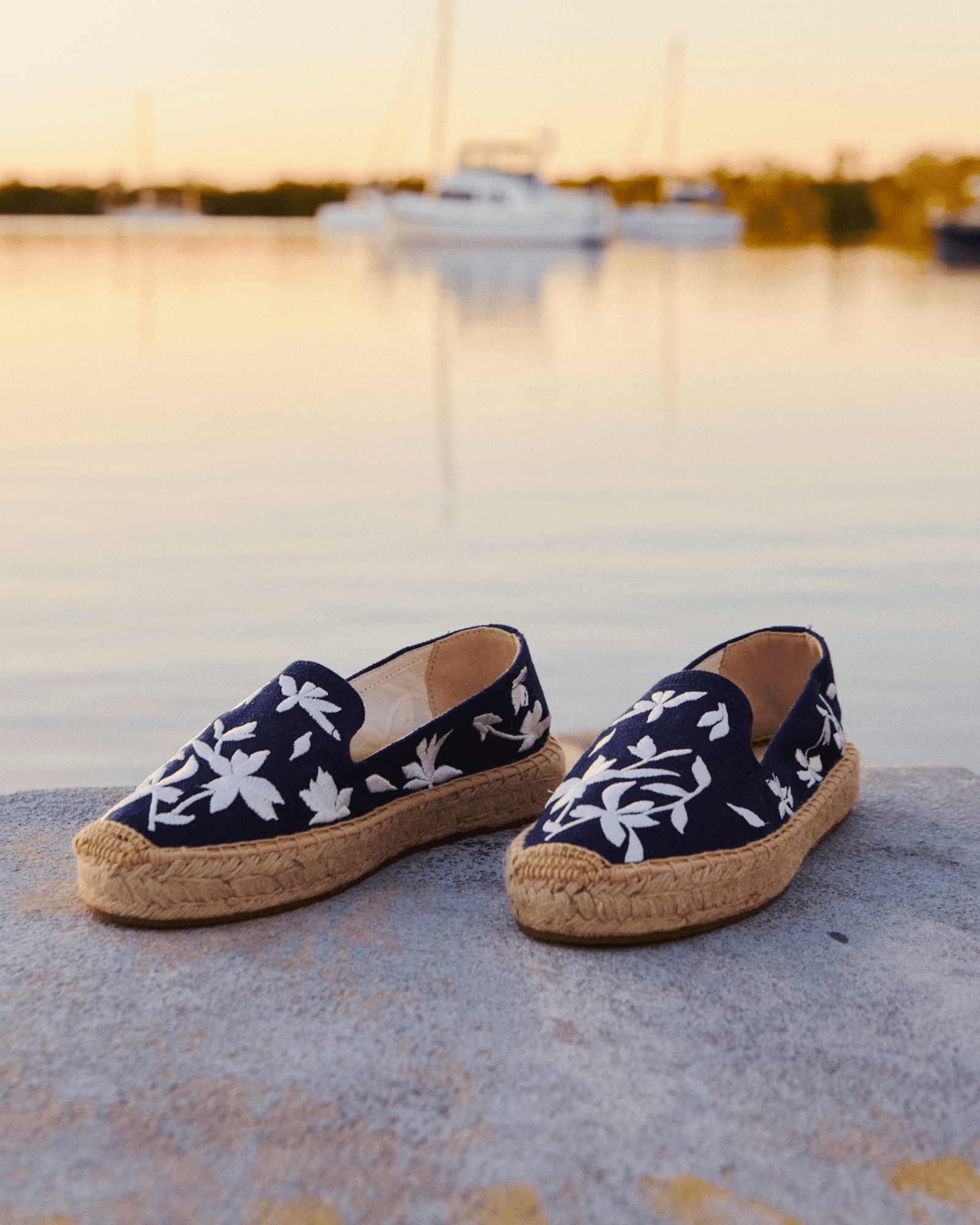 Women's Platform Smoking Espadrille | Embroidery | Wild Petals - Armada Blue - Womens Espadrilles - Wild Petals - Armada Blue - Soludos - 