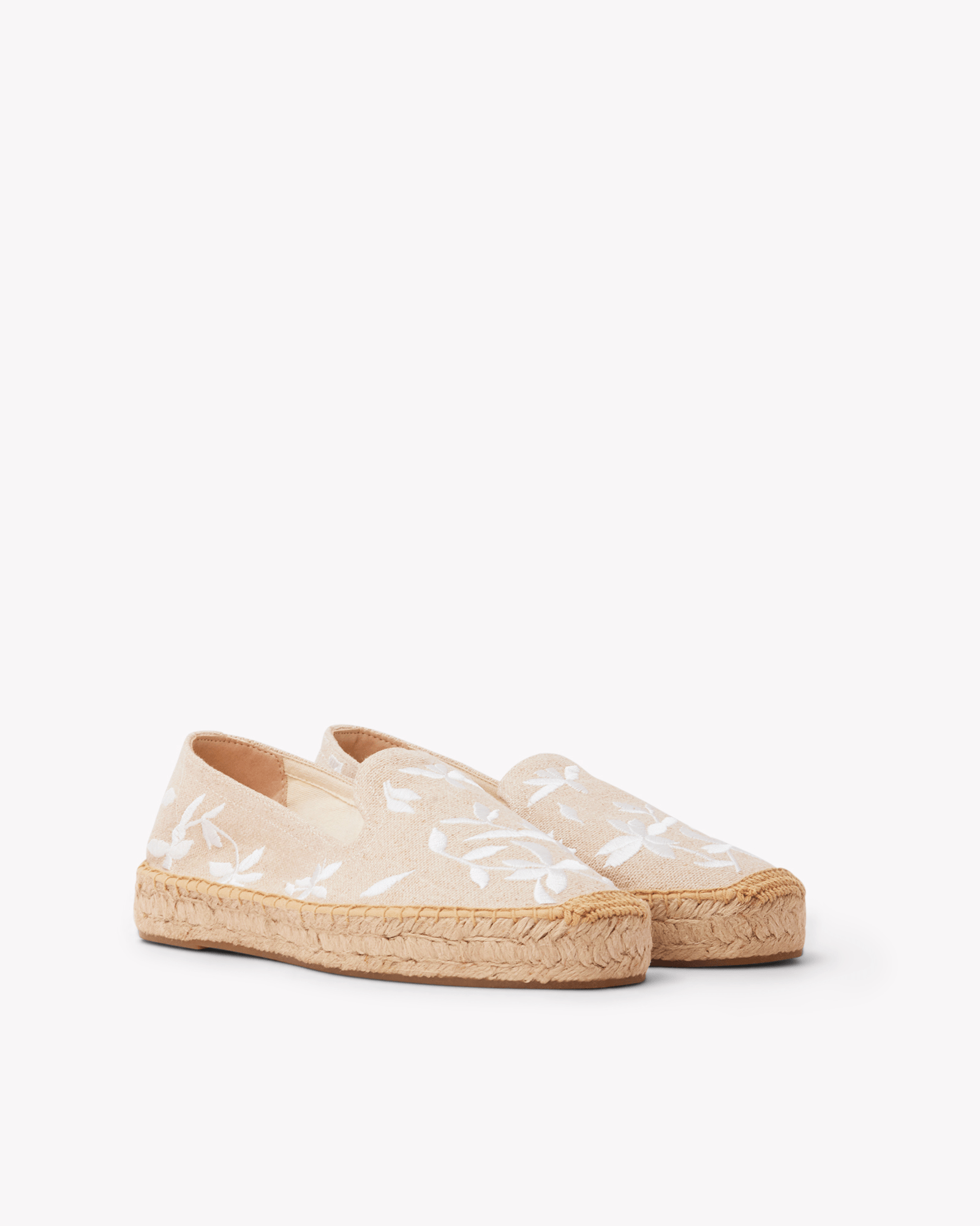 Women's Platform Smoking Espadrille | Embroidery | Wild Petals - Natural Undyed - Womens Espadrilles - Wild Petals - Natural Undyed - ET2C - 