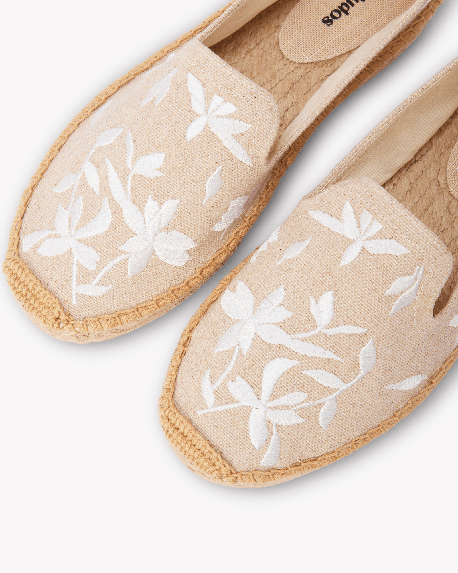 Women's Platform Smoking Espadrille | Embroidery | Wild Petals - Natural Undyed - Womens Espadrilles - Wild Petals - Natural Undyed - ET2C - 