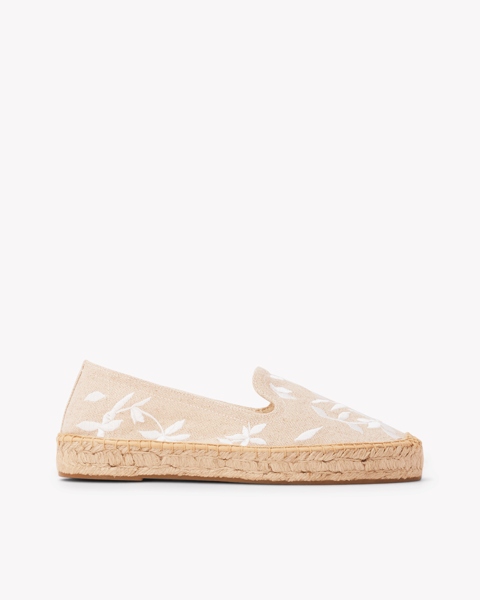 Women's Platform Smoking Espadrille | Embroidery | Wild Petals - Natural Undyed - Womens Espadrilles - Wild Petals - Natural Undyed - ET2C - 