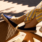 Women's Platform Smoking Espadrille | Woven Color | Armada Blue - Womens Espadrilles - Armada Blue - Soludos - 