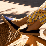 Women's Platform Smoking Espadrille | Woven Color | Armada Blue - Womens Espadrilles - Armada Blue - Soludos - 