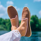 Women's Smoking Espadrille | Linen Color | Brown - Light Pink - Women's Espadrilles - Brown - Pink - Soludos - 
