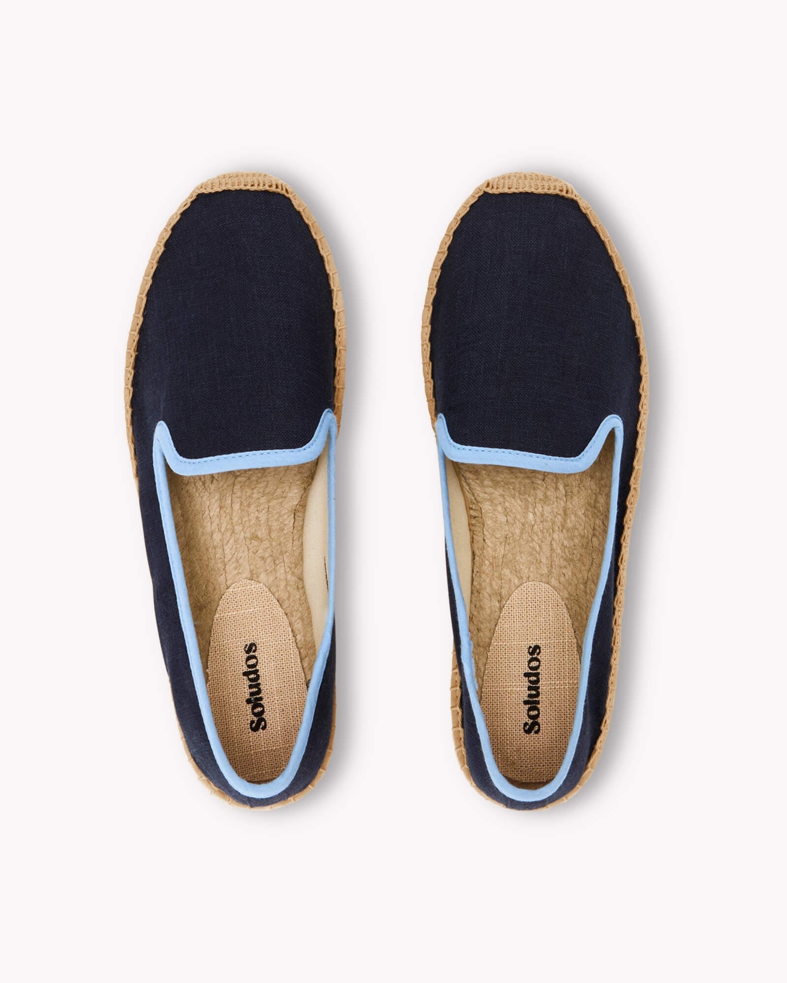 The Smoking Slipper - Contrast Piping - Dark Navy / Light Blue - Women's - Women's Espadrilles - Dark Navy / Light Blue - Soludos - 