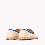 The Smoking Slipper - Contrast Piping - Ivory / Blue - Women's - Women's Espadrilles - Ivory / Blue - Soludos - 
