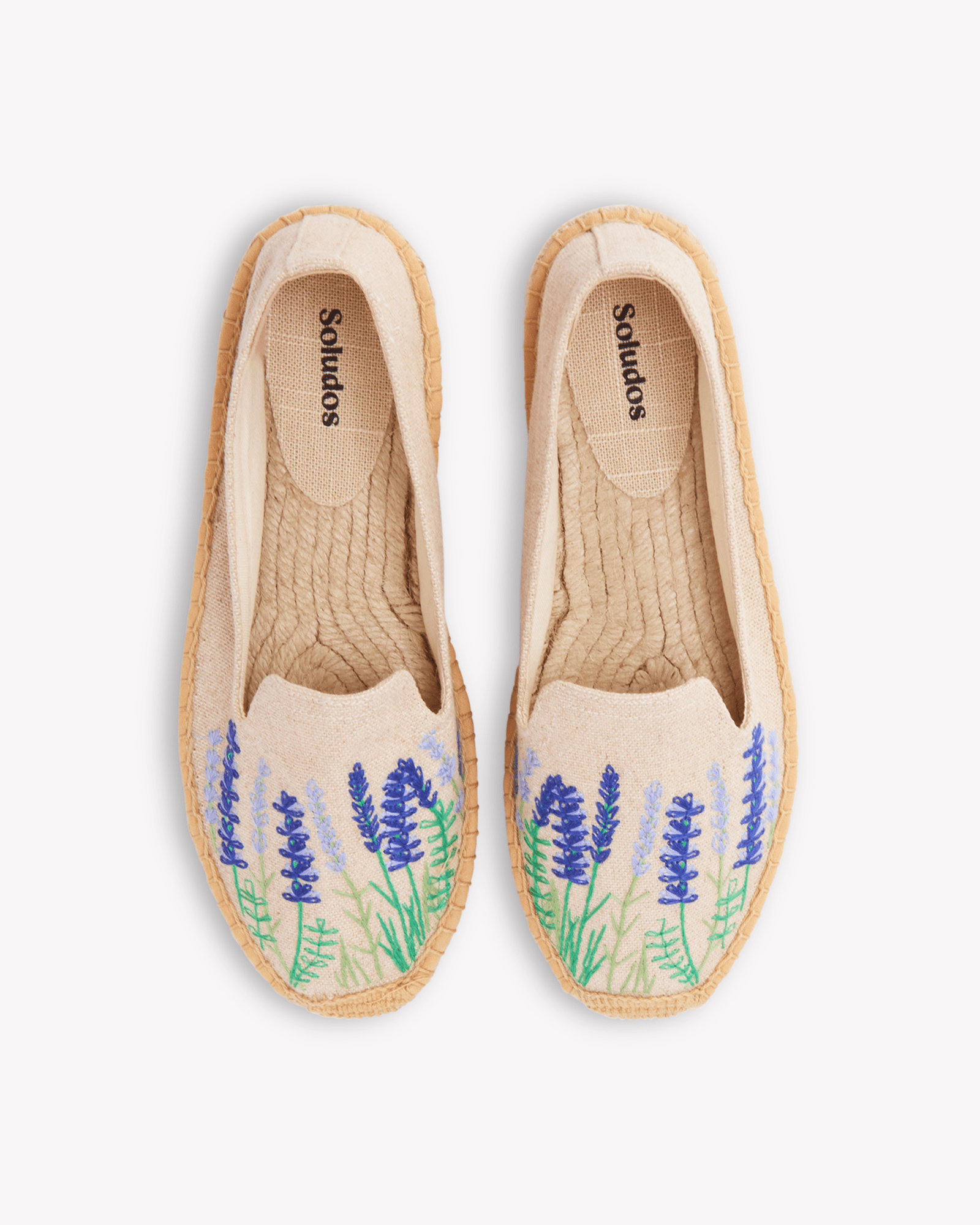 Women's Smoking Espadrille | Embroidery | Bluebonnets - Natural Undyed - Womens Espadrilles - Bluebonnets - Natural Undyed - ET2C - 