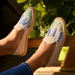 Women's Smoking Espadrille | Embroidery | Bluebonnets - Natural Undyed - Womens Espadrilles - Bluebonnets - Natural Undyed - Soludos - 