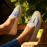 Women's Smoking Espadrille | Embroidery | Bluebonnets - Natural Undyed - Womens Espadrilles - Bluebonnets - Natural Undyed - Soludos - 