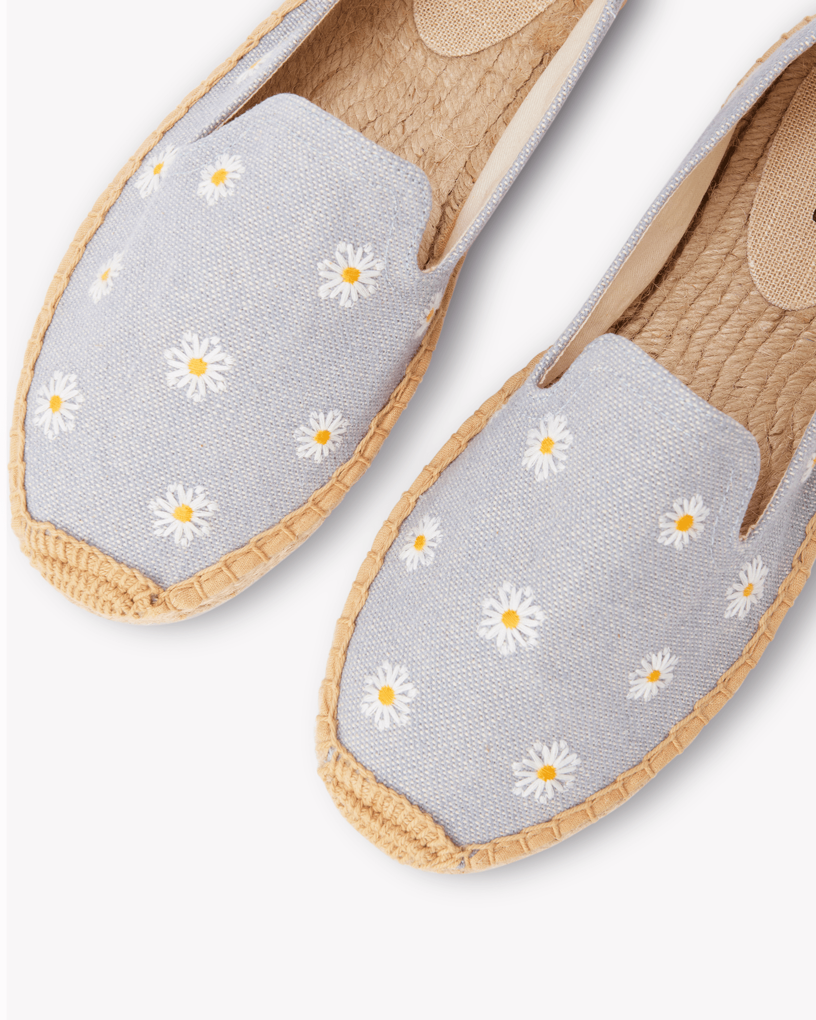 Women's Smoking Espadrille | Embroidery | Daisies - Dolphin Blue - Womens Espadrilles - Daisies - Dolphin Blue - ET2C - 