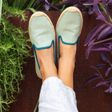 Women's Smoking Espadrille | Linen Color | Sea Green - Women's Espadrilles - Sea Green - Soludos - 