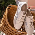 Women's Ibiza Classic Sneaker | Embroidery | Draper Blue Florals - Oasis White - Womens Espadrilles - Draper Blue Florals - Oasis White - Soludos - 