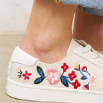 Women's Ibiza Classic Sneaker | Embroidery | Floral - Stone White - Women's Sneakers - Stone White - Floral - Soludos - 