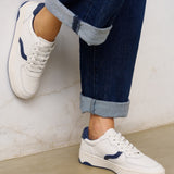 The Roma - Classic - White / Marine Blue - Women's - Women's Sneakers - White / Marine Blue - Soludos - 
