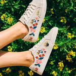Women's Ibiza Classic Sneaker | Embroidery | Floral - Stone White - Women's Sneakers - Stone White - Floral - Soludos - 