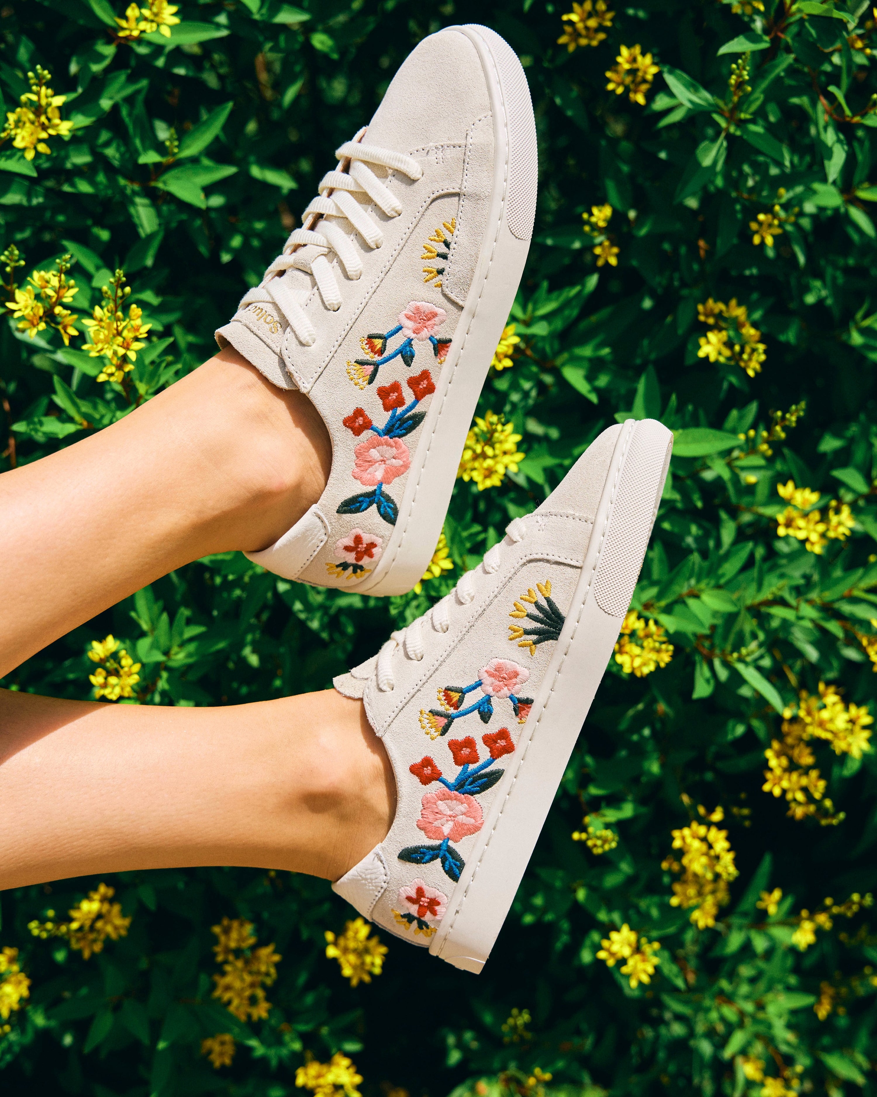 Women's Ibiza Classic Sneaker | Embroidery | Floral - Stone White - Women's Sneakers - Stone White - Floral - Soludos - 